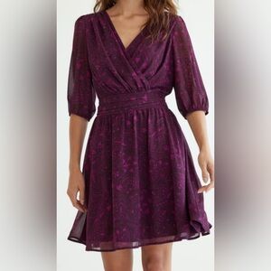 Anne Klein Purple Long Sleeve Dress